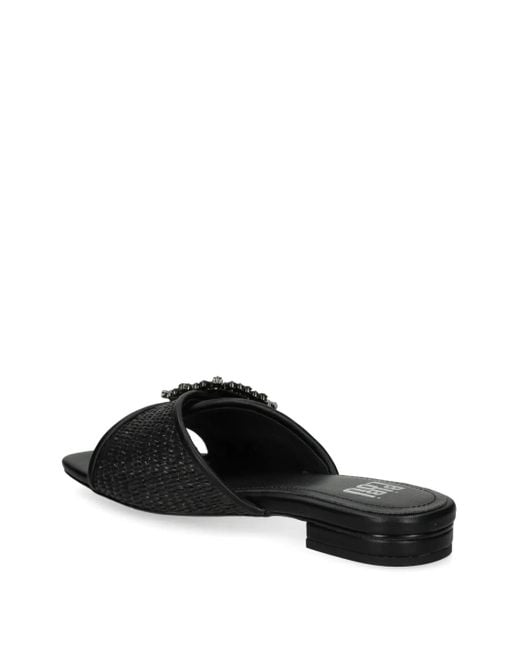 Bibi Lou Black Woven Buckle Embellished Sandals