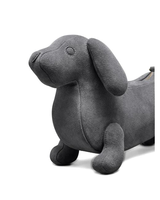 Thom Browne Gray Hector Calf-Suede Shoulder Bag