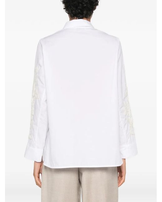 Whyci White Embroidered Long-Sleeve Shirt