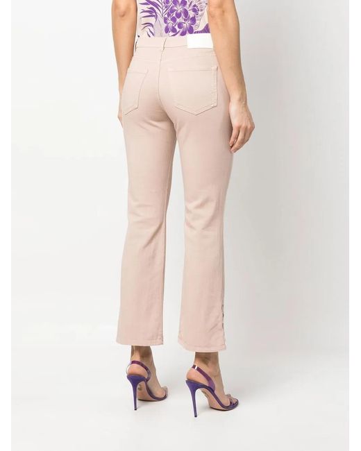 Pinko Pink Lacing-Detail Logo-Patch Bootcut Jeans