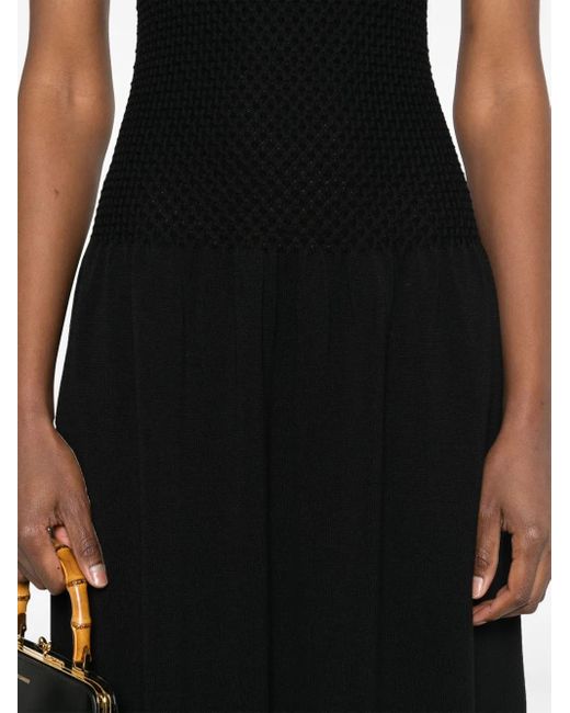 Theory Black Cotton Midi Dress With Wide Neckline