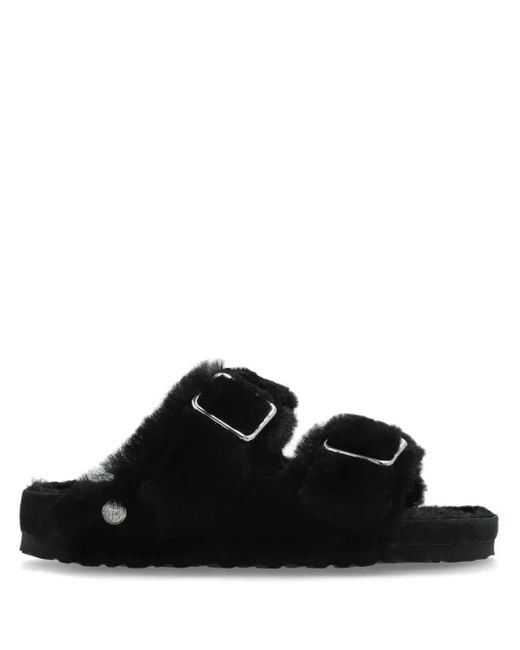Birkenstock Black Arizona 1774 Shearling Slides