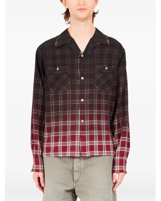 Maison Margiela Check-Print Button-Up Shirt in Red for Men | Lyst