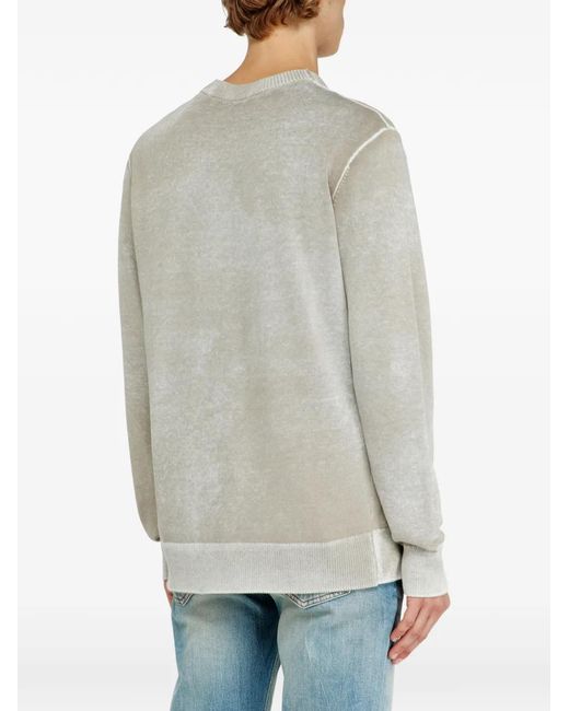 DIESEL White Jumper With Faded Reverse Print for men