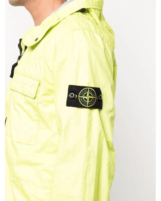 Stone Island Yellow Compass-Badge Hooded Windbreaker for men