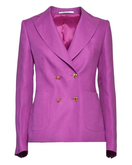 Tagliatore Purple Double-Breasted Blazer