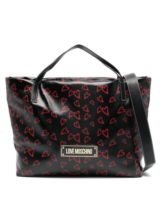 Love Moschino Black Heart-print Tote Bag