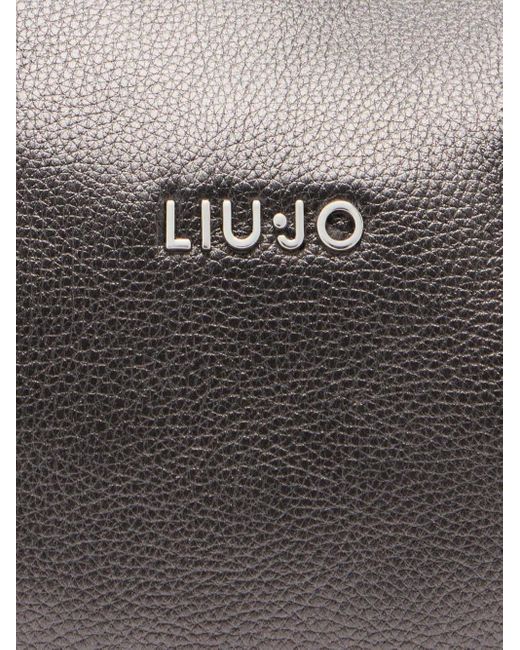 Liu Jo Gray Small Logo-Plaque Charm Tote Bag