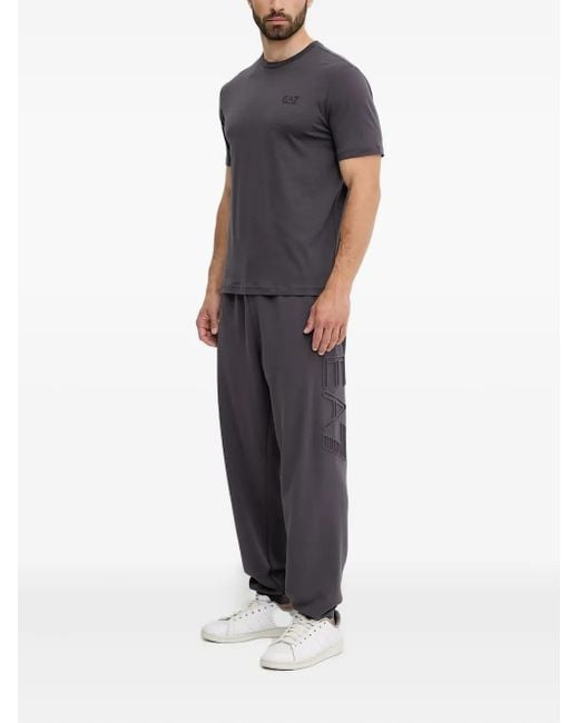 EA7 Blue Logo-Print Track Pants for men