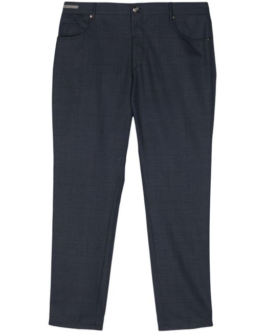 Corneliani Blue Checked Tailored Trousers for men
