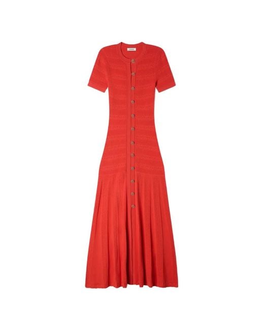 Sandro Button-Up Midi-Jurk in het Red