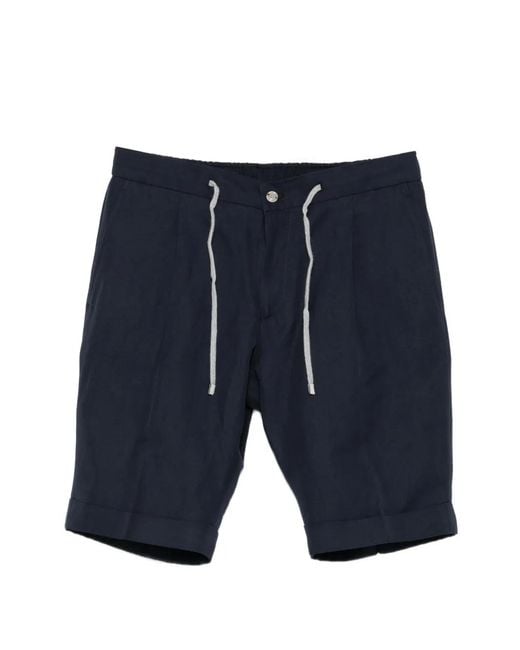 Barba Napoli Blue Capri Drawstring Shorts for men
