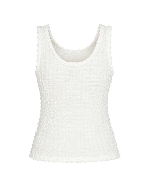 Enza Costa White Dimension Smocked Tank Top