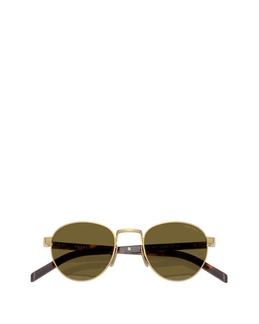 Prada Green Round-Frame Logo-Plaque Sunglasses
