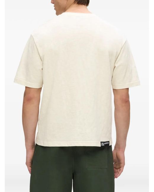 Karl Lagerfeld White Logo-Embroidery T-Shirt for men