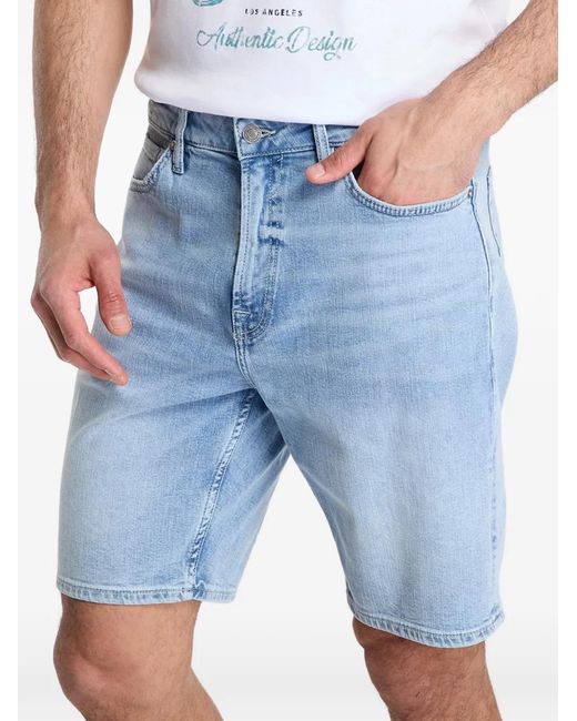 Guess Blue Faded-Effect Denim Shorts for men