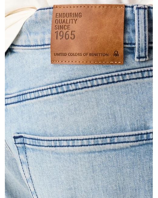 Benetton Blue Regular-Fit Washed Denim Shorts for men