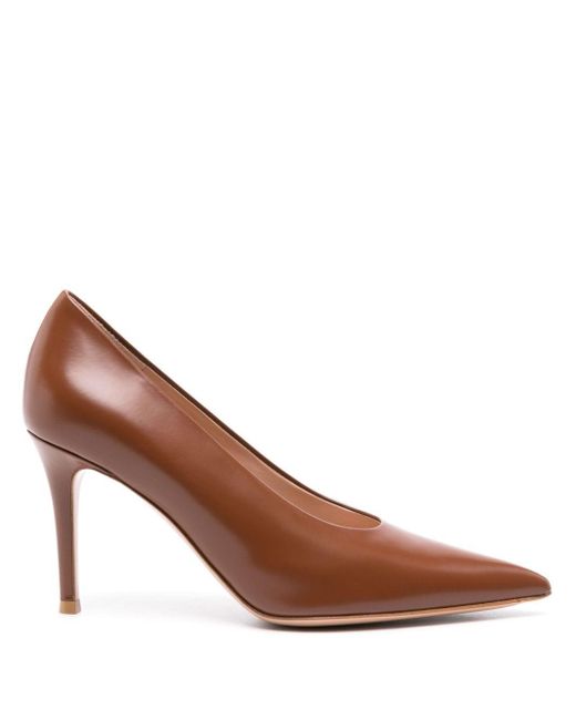Gianvito Rossi Brown Pointed-toe Leather Pumps