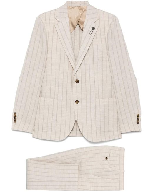 メンズ Lardini ストライプ スーツ Natural