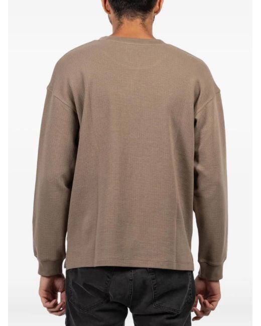 FRAME Brown Waffle Long-Sleeved Sweater for men