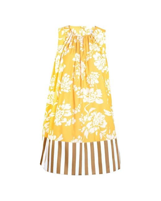 Tanya Taylor Yellow Hallie Floral-Print Mini Dress