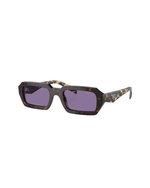 Prada Purple Tortoiseshell-Effect Rectangular Sunglasses