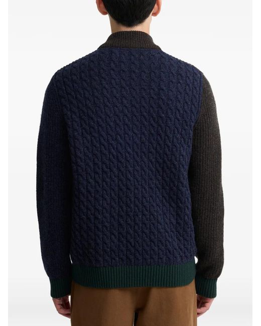 Barbour Black X Paul Smith Gamefair Cable-Knit Zip-Up Cardigan for men
