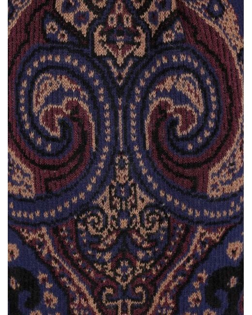 Etro Purple Paisley-Pattern Belted Jacket