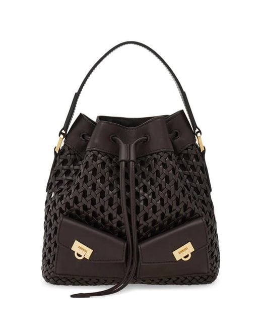 Ferragamo Black Multipocket Bucket Bag