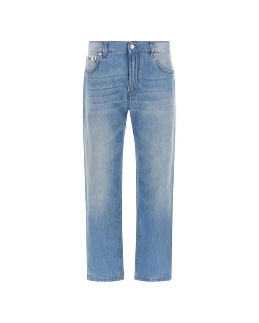 Moschino Blue Logo-Patch Straight-Leg Jeans