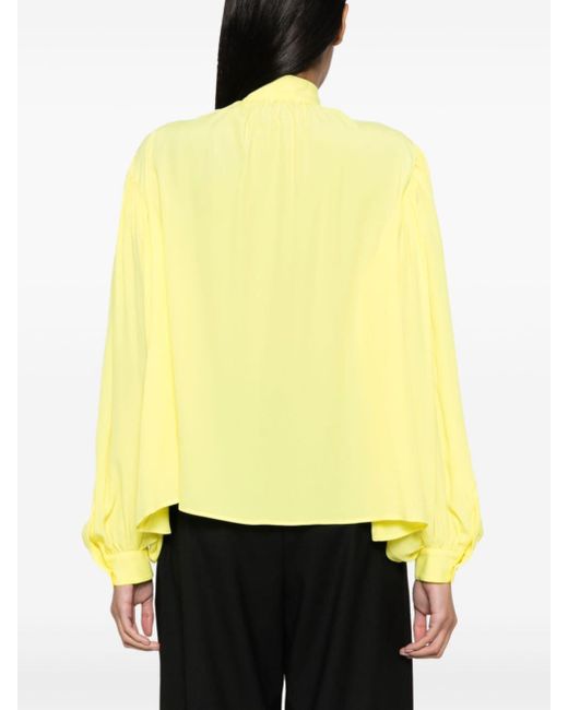 Camisa con cierre de lazo en el cuello MSGM de color Yellow