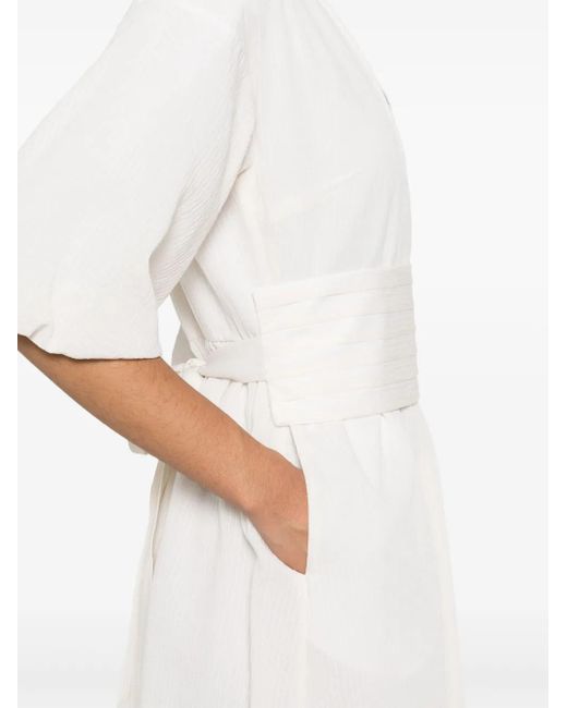 Fabiana Filippi White Striped Mini Dress