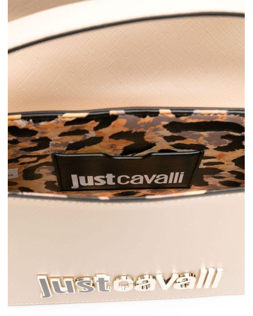 Just Cavalli Natural Logo-lettering Saffiano-leather Tote Bag