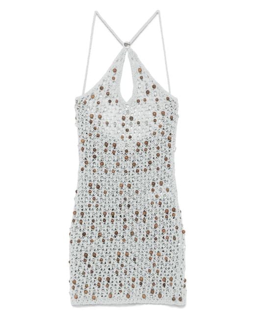 Robe Courte À Ornements De Perles Coperni en coloris White