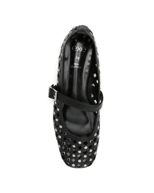 Exe' White Stud-Embellished Cut-Out Ballet Flats
