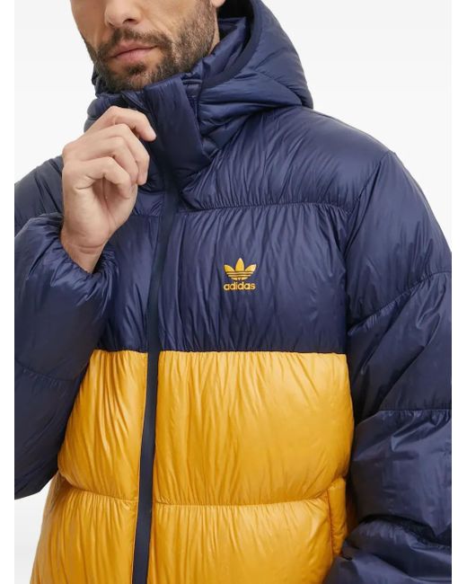 Adidas Blue Colour-Block Design Padded Jacket for men