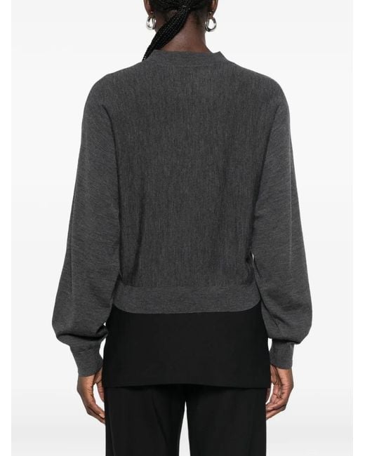 ELEH Black Gerippter Strickpullover