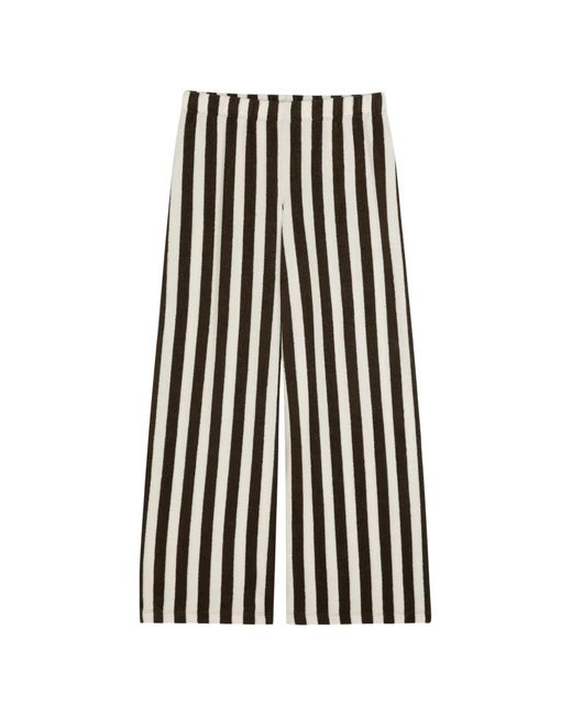 Suzie Kondi White Lito Striped Velour Trousers