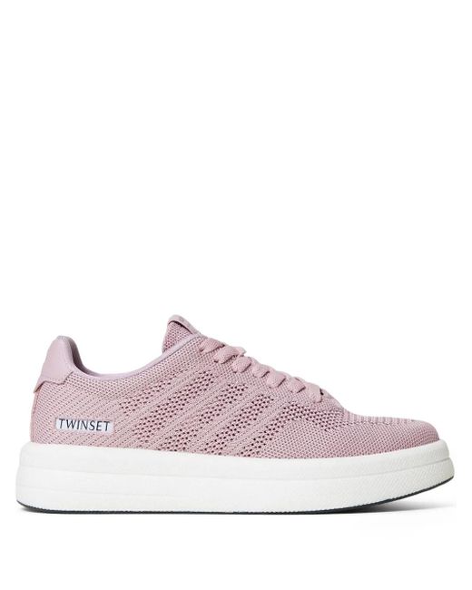 Twinset Pink Logo-Appliqué Sneakers