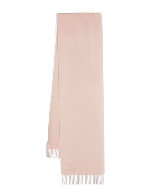 Max Mara Pink Logo-embroidered Cashmere Scarf