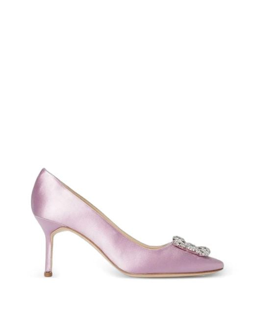 Manolo Blahnik Pink Hangisi Buckle Pumps