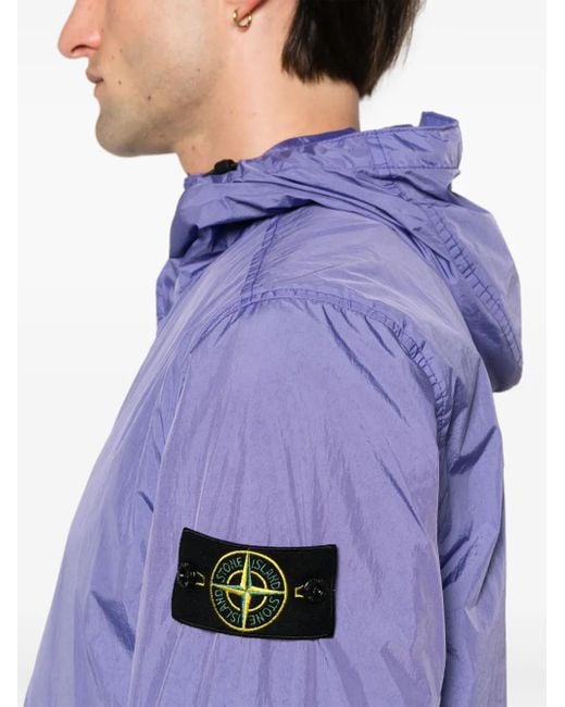 Giacca Con Applicazione Compass di Stone Island in Purple da Uomo