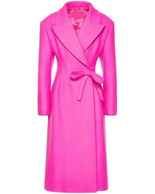 Valentino Garavani Pink Diagonal Bow-Detail Long Coat