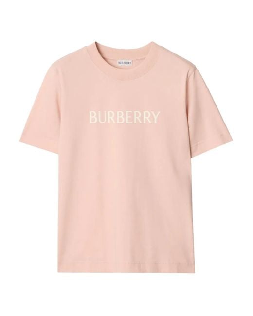 Burberry Katoenen T-Shirt Met Logoprint in het Pink