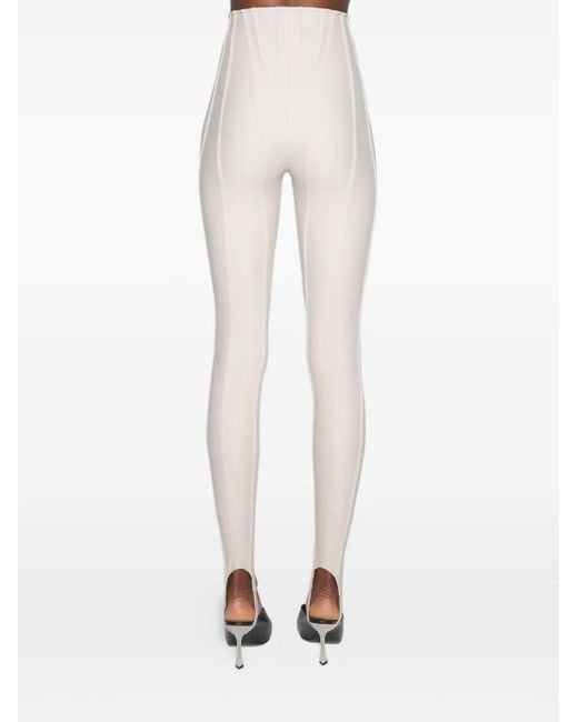 Mugler White Seam-Detail Panelled Leggings