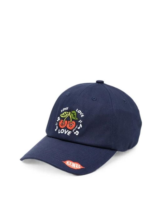 KENZO Blue Cherry-Embroidered Baseball Cap for men