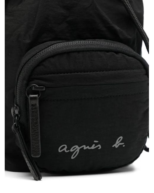 Agnes B. Black Mini Logo Messenger Bag
