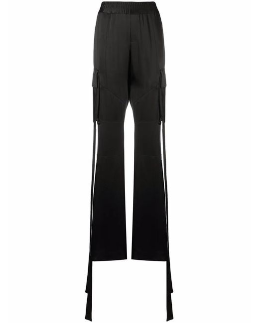 Balmain Black Satin Cargo Trousers