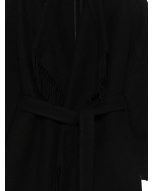 IRO Black Fringed Belted Coat
