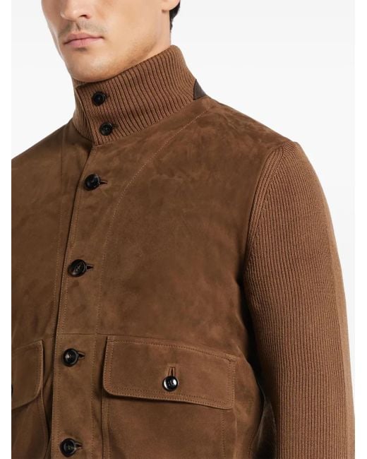 Tom Ford Brown Buttoned Panelled Jacket for men